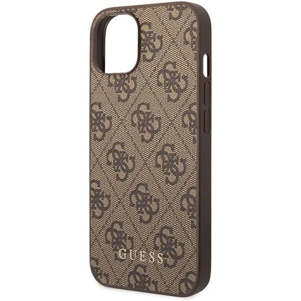 Pouzdro pro Apple iPhone 15 Plus, Guess, 4G Metal Gold Logo, Hnědá