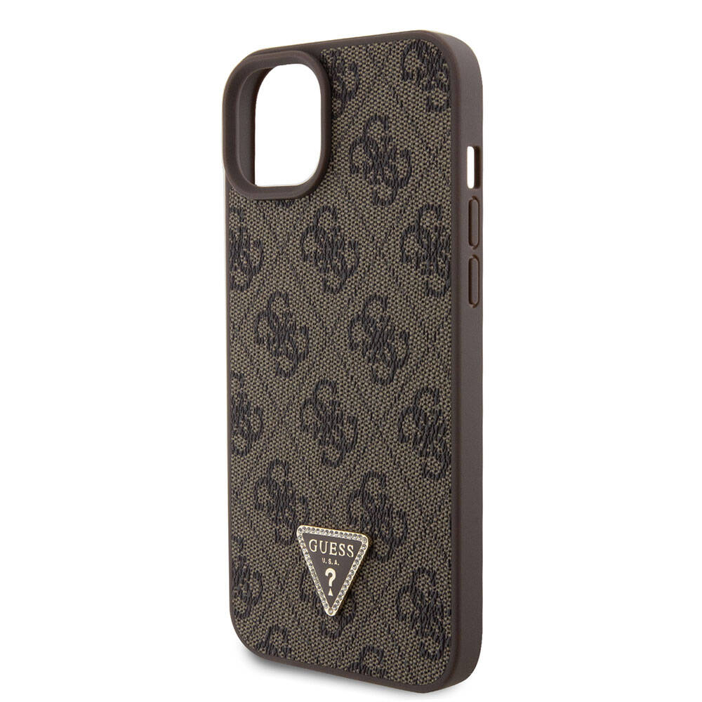 Pouzdro pro Apple iPhone 15 Plus, Guess, Crossbody 4G Metal Logo, Hnědá