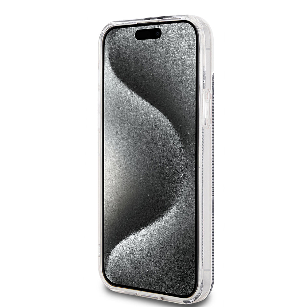 Pouzdro pro Apple iPhone 15 Plus, Guess, IML 4G Gold Stripe, Černá