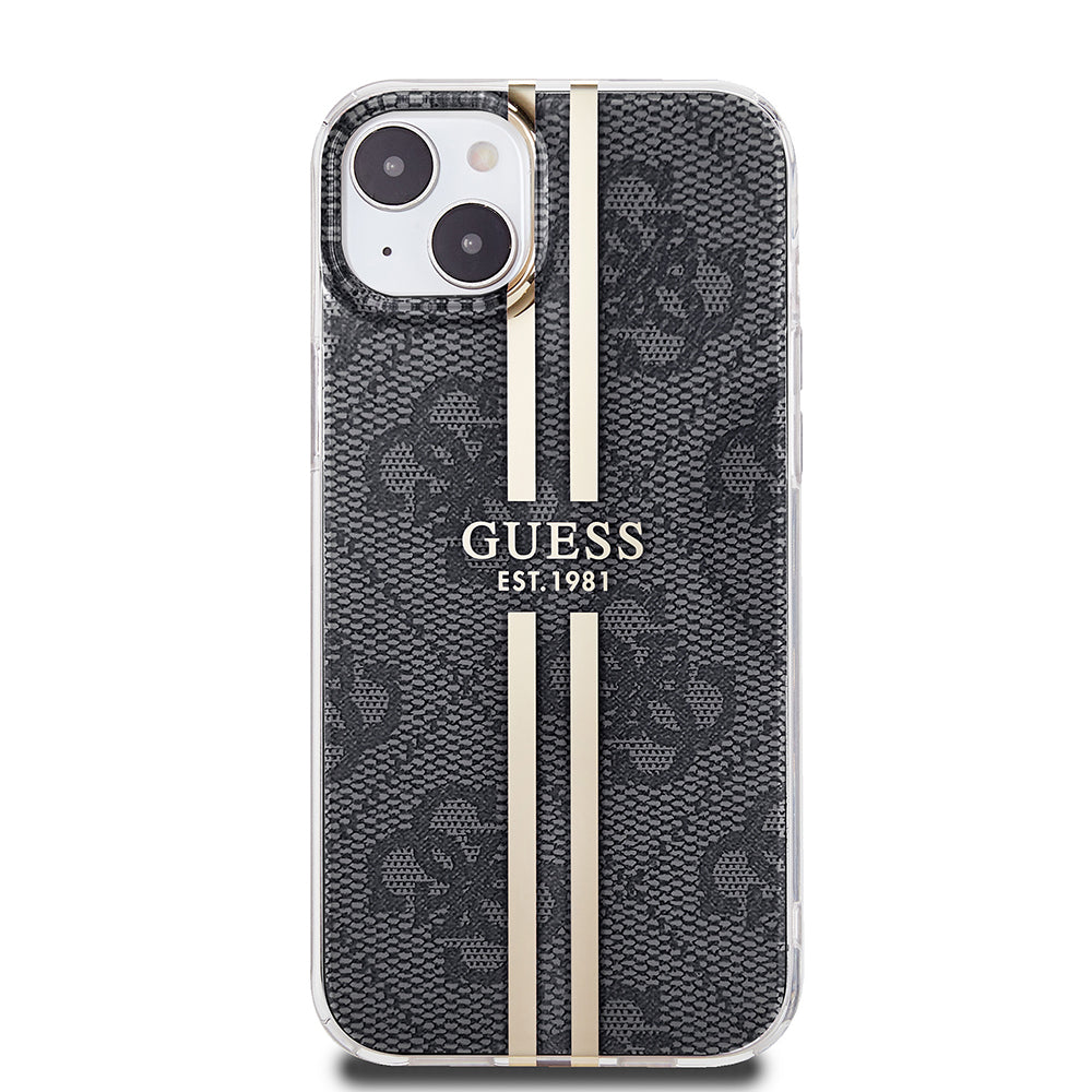 Pouzdro pro Apple iPhone 15 Plus, Guess, IML 4G Gold Stripe, Černá