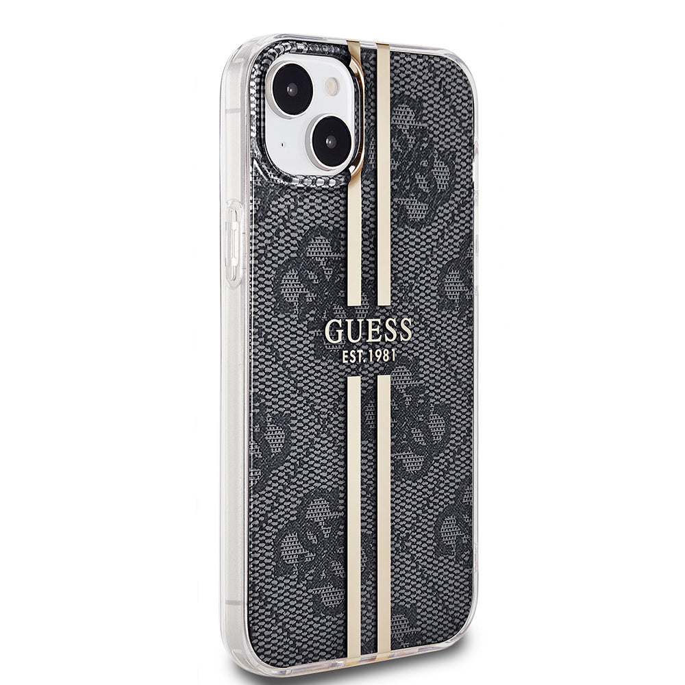 Pouzdro pro Apple iPhone 15 Plus, Guess, IML 4G Gold Stripe, Černá
