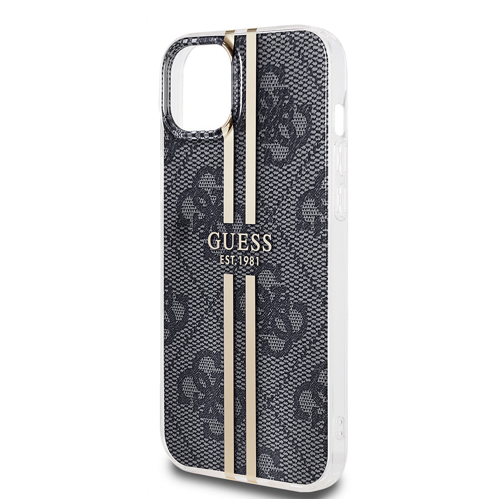 Pouzdro pro Apple iPhone 15 Plus, Guess, IML 4G Gold Stripe, Černá