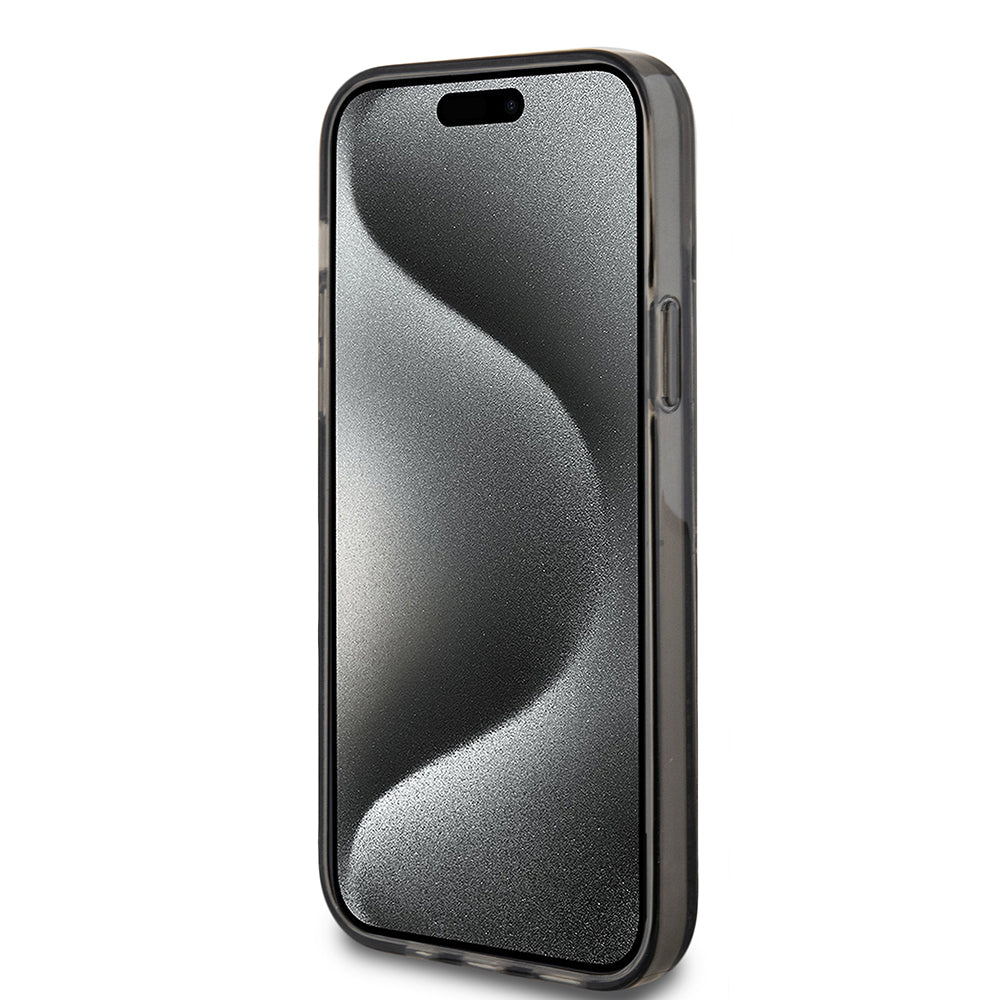Pouzdro pro Apple iPhone 15 Plus, Guess, Liquid Glitter Gold Stripes, Černá
