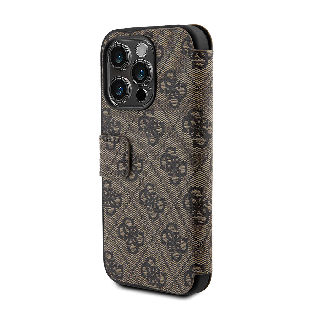 Pouzdro pro Apple iPhone 15 Pro, Guess, 4G Book, Hnědá