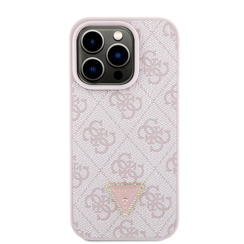 Pouzdro pro Apple iPhone 15 Pro, Guess, Crossbody 4G Metal Logo, Růžové