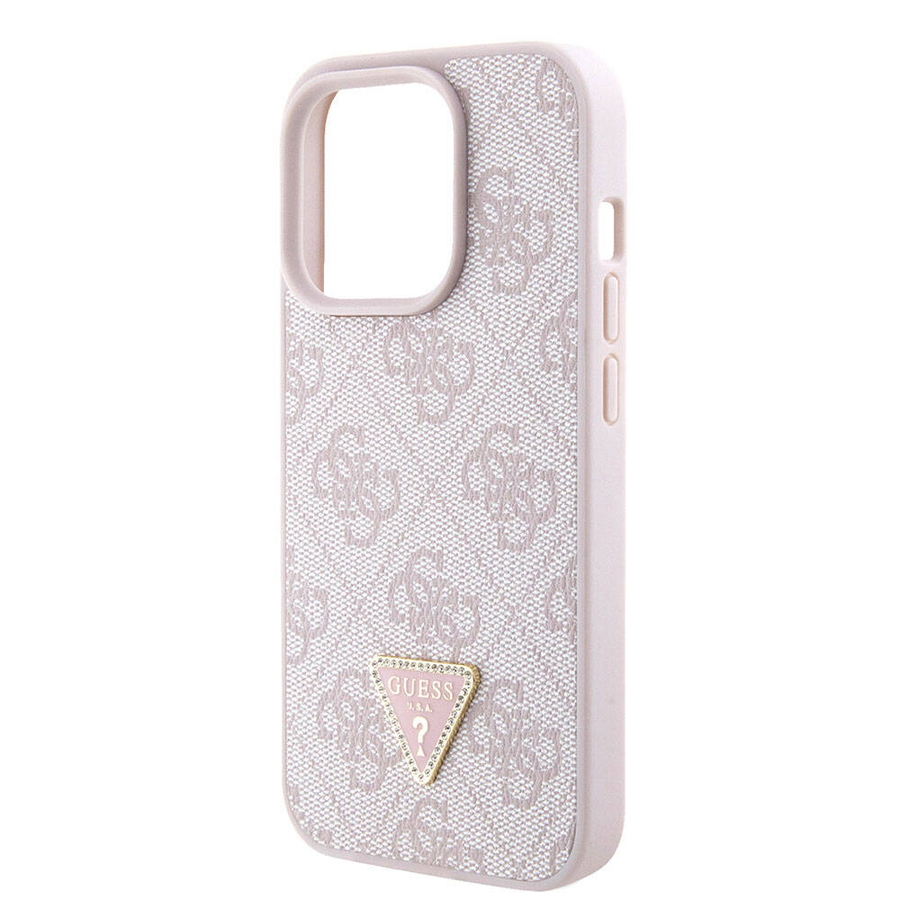 Pouzdro pro Apple iPhone 15 Pro, Guess, Crossbody 4G Metal Logo, Růžové