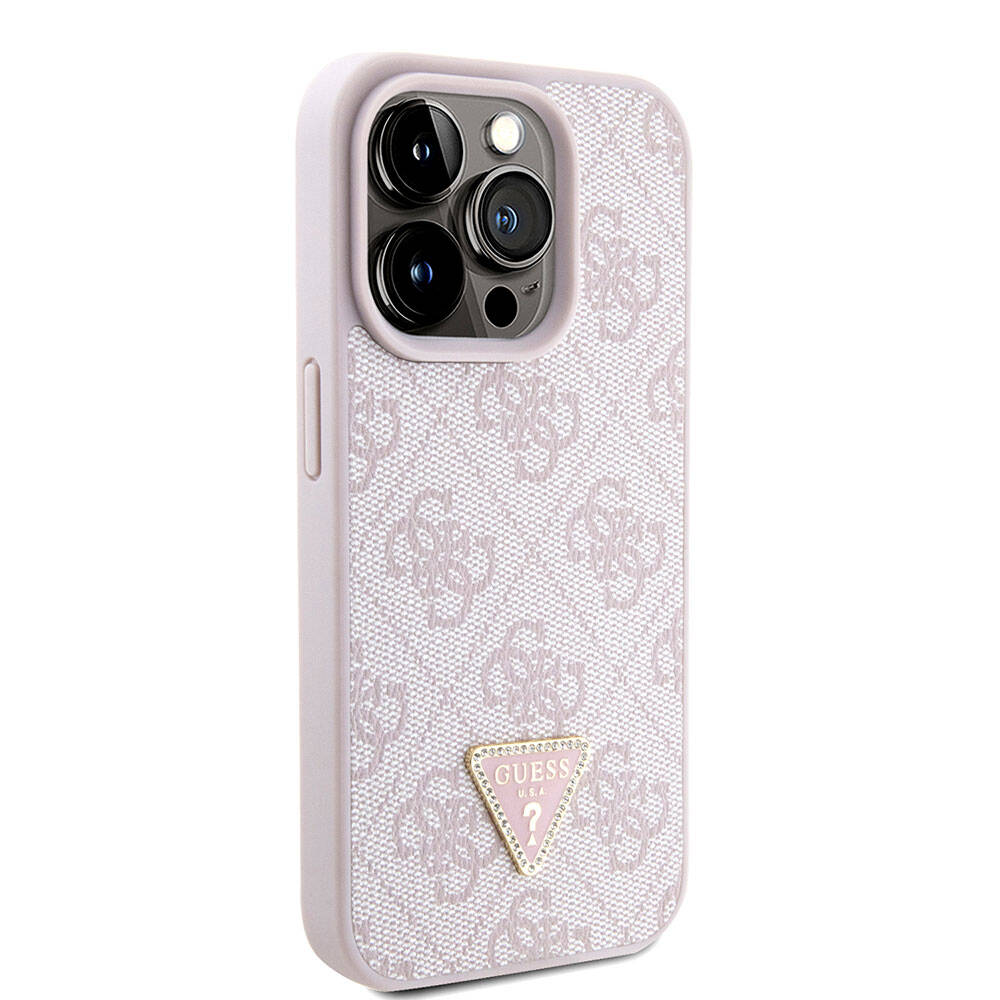 Pouzdro pro Apple iPhone 15 Pro, Guess, Crossbody 4G Metal Logo, Růžové
