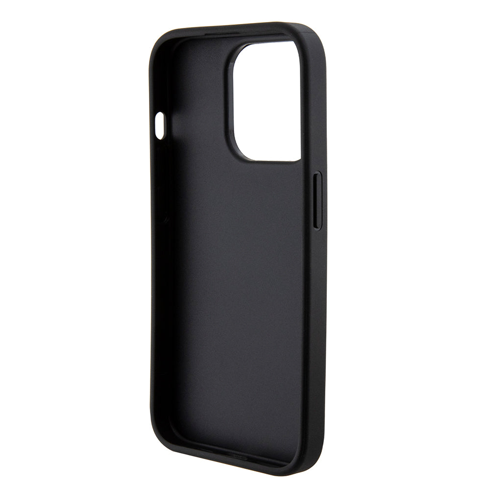 Pouzdro pro Apple iPhone 15 Pro, Guess, Grip Stand 4G Saffiano Strass, Černá