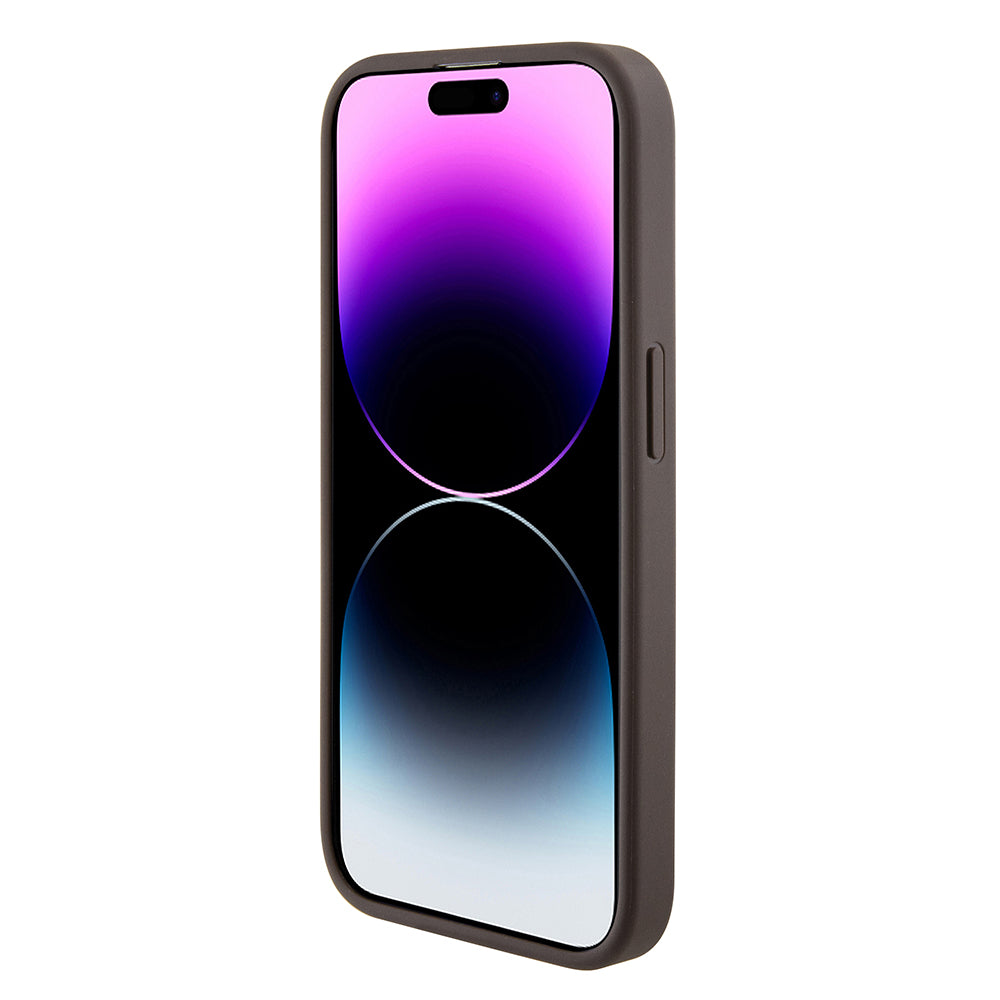 Pouzdro pro Apple iPhone 15 Pro, Guess, Grip Stand 4G Triangle Strass, Hnědá
