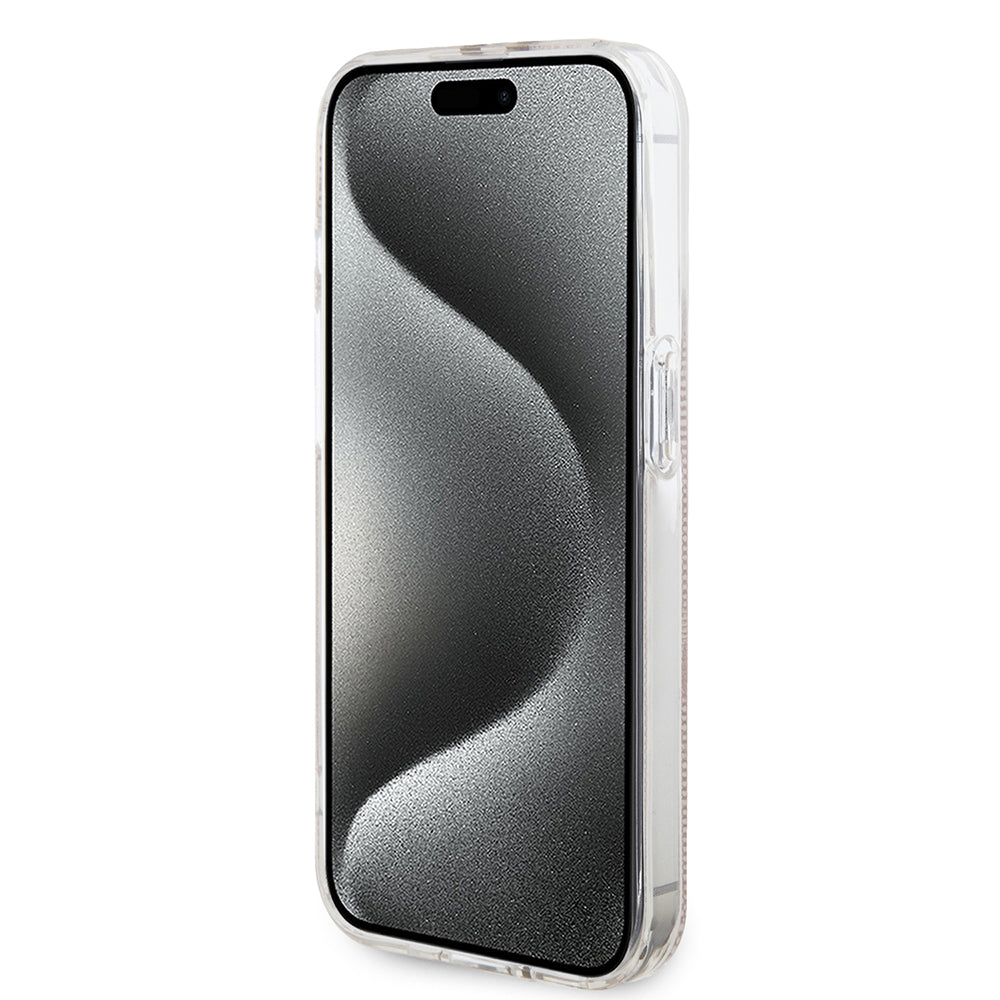 Pouzdro pro Apple iPhone 15 Pro, Guess, IML 4G Gold Stripe, Růžové