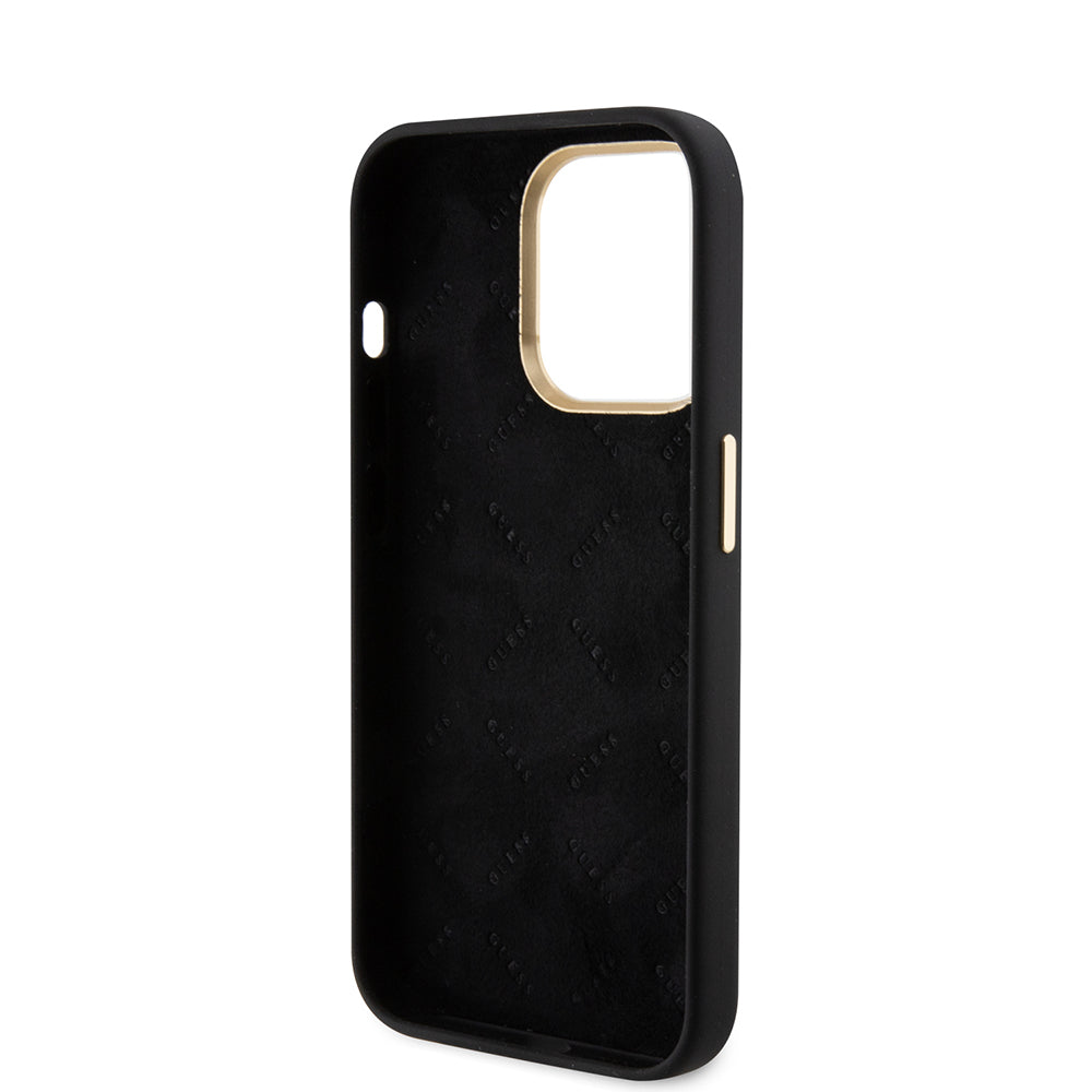 Pouzdro pro Apple iPhone 15 Pro, Guess, Script Metal Logo & Frame, Černá