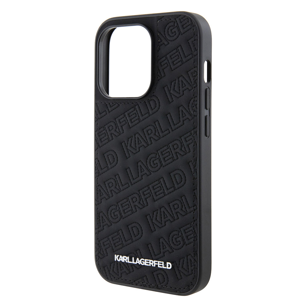Pouzdro pro Apple iPhone 15 Pro, Karl Lagerfeld, Diagonal Quilted K Pattern, Černá