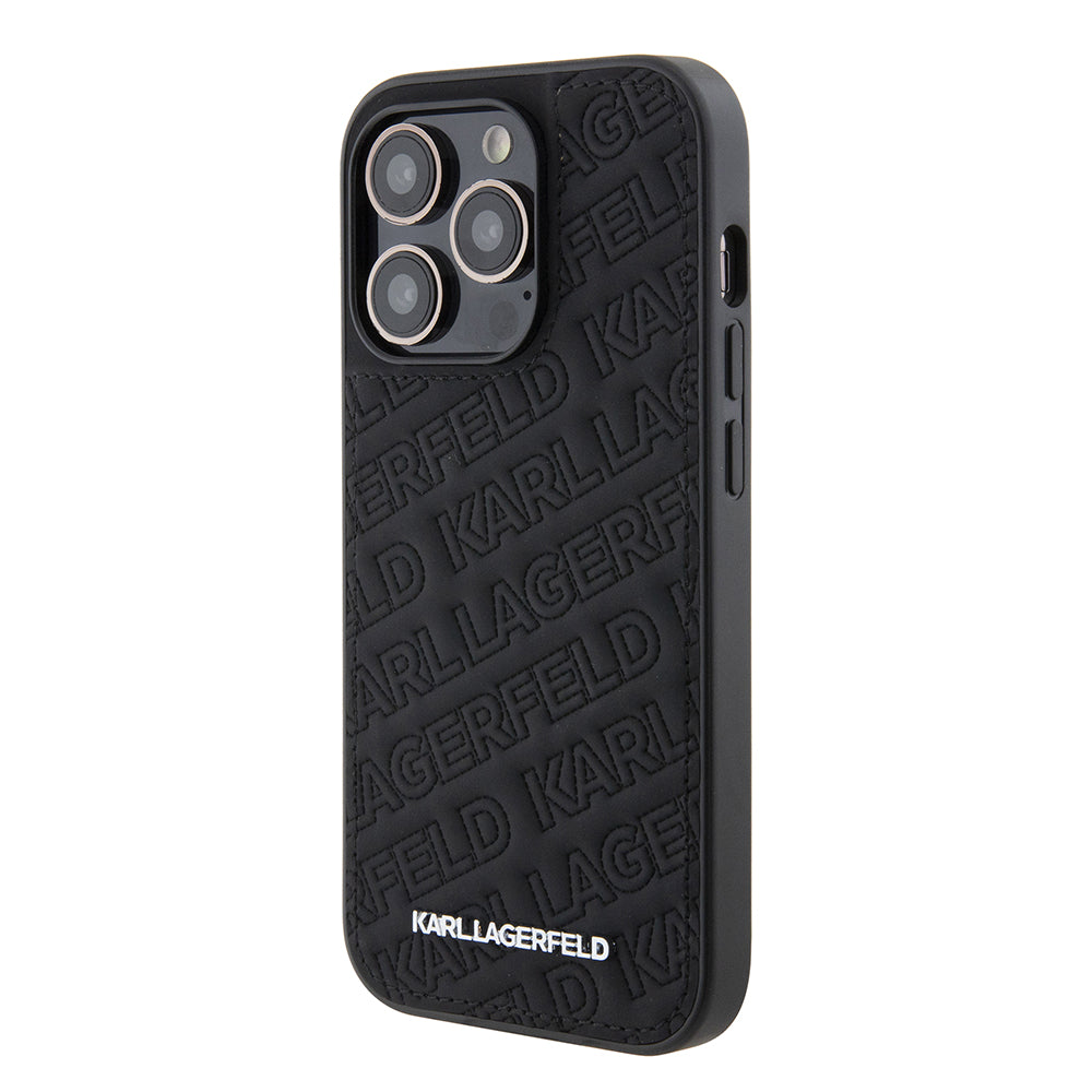 Pouzdro pro Apple iPhone 15 Pro, Karl Lagerfeld, Diagonal Quilted K Pattern, Černá