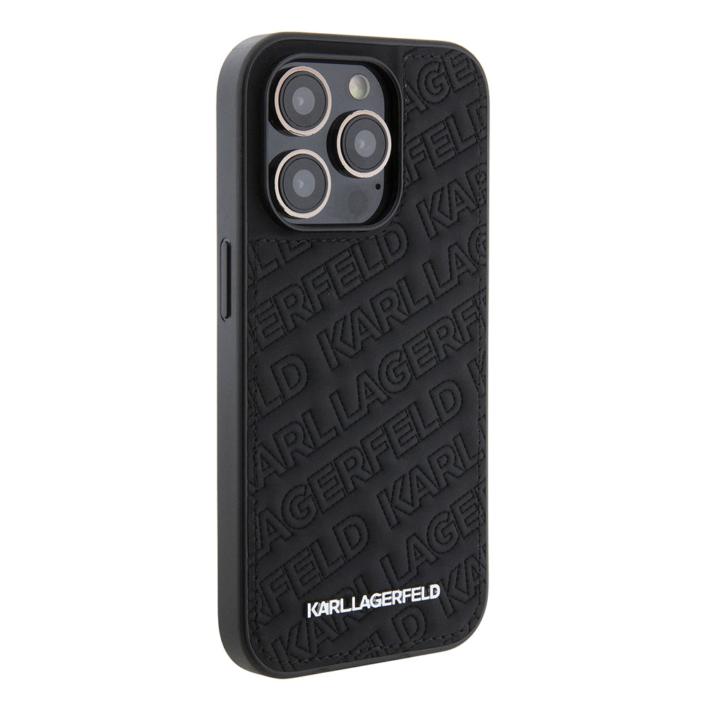 Pouzdro pro Apple iPhone 15 Pro, Karl Lagerfeld, Diagonal Quilted K Pattern, Černá