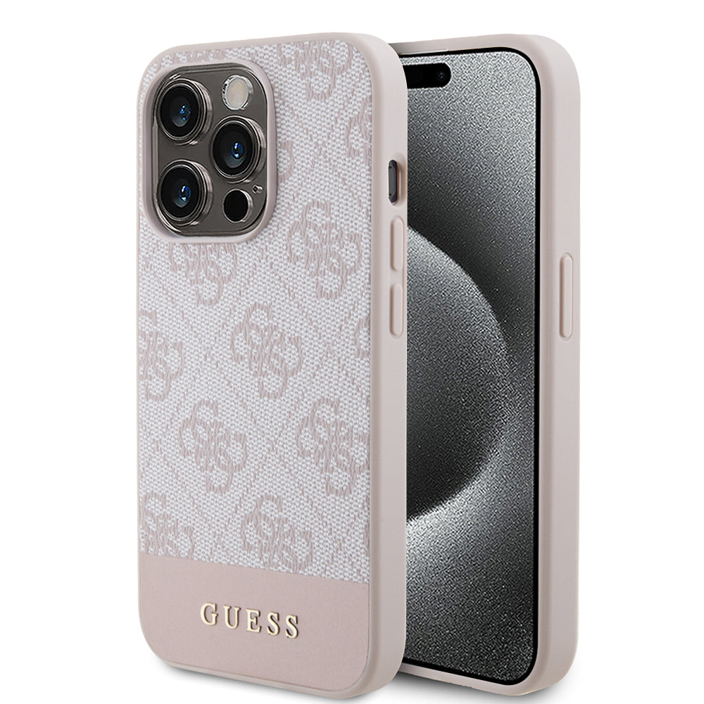 Pouzdro pro Apple iPhone 15 Pro Max, Guess, 4G Stripe, Růžové