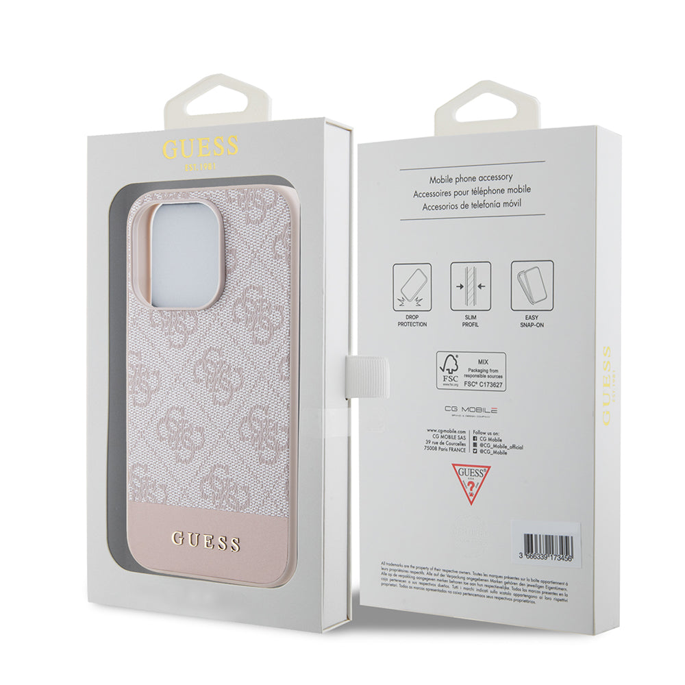 Pouzdro pro Apple iPhone 15 Pro Max, Guess, 4G Stripe, Růžové