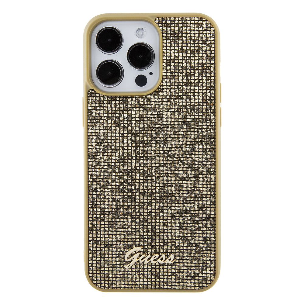Pouzdro pro Apple iPhone 15 Pro Max, Guess, Disco Metal Script, Zlaté