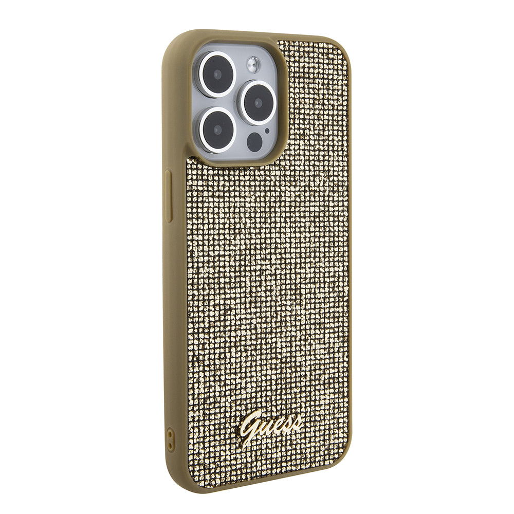 Pouzdro pro Apple iPhone 15 Pro Max, Guess, Disco Metal Script, Zlaté