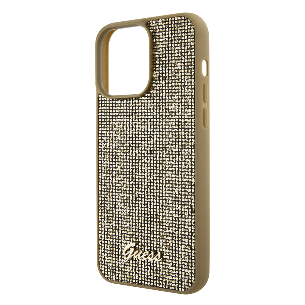 Pouzdro pro Apple iPhone 15 Pro Max, Guess, Disco Metal Script, Zlaté