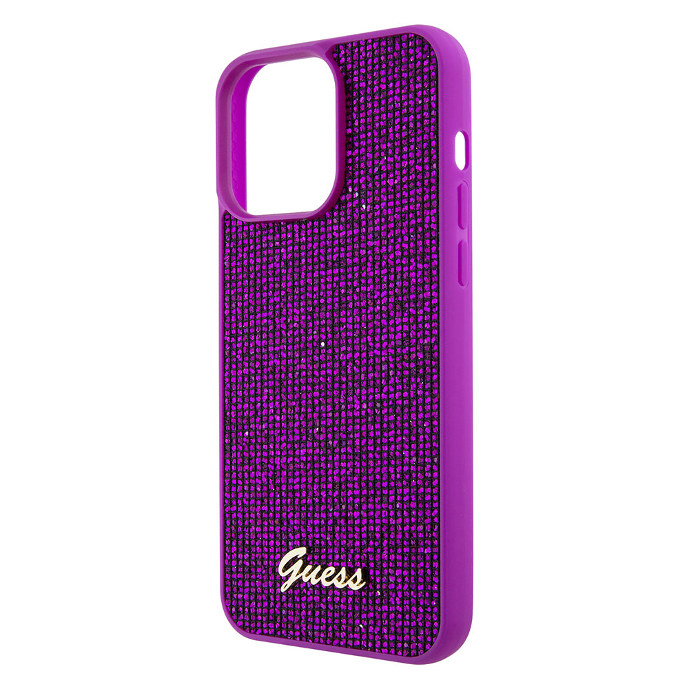 Pouzdro pro Apple iPhone 15 Pro Max, Guess, Disco Metal Script, Fuchsiová