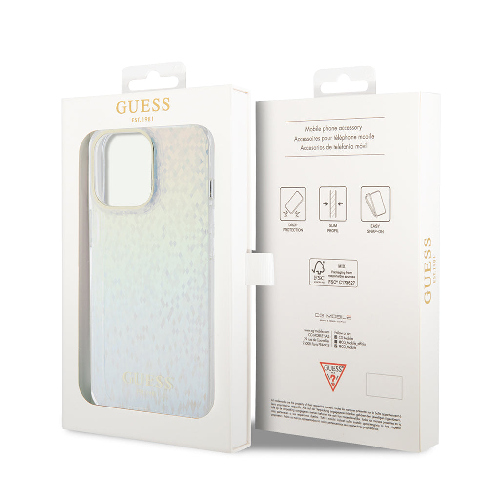 Pouzdro pro Apple iPhone 15 Pro Max, Guess, IML Faceted Mirror Disco Iridescent, Multicolor