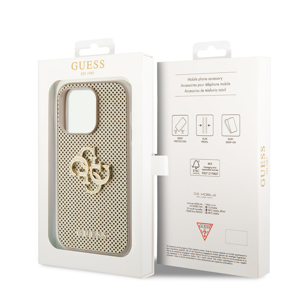Pouzdro pro Apple iPhone 15 Pro Max, Guess, Perforated 4G, Zlaté