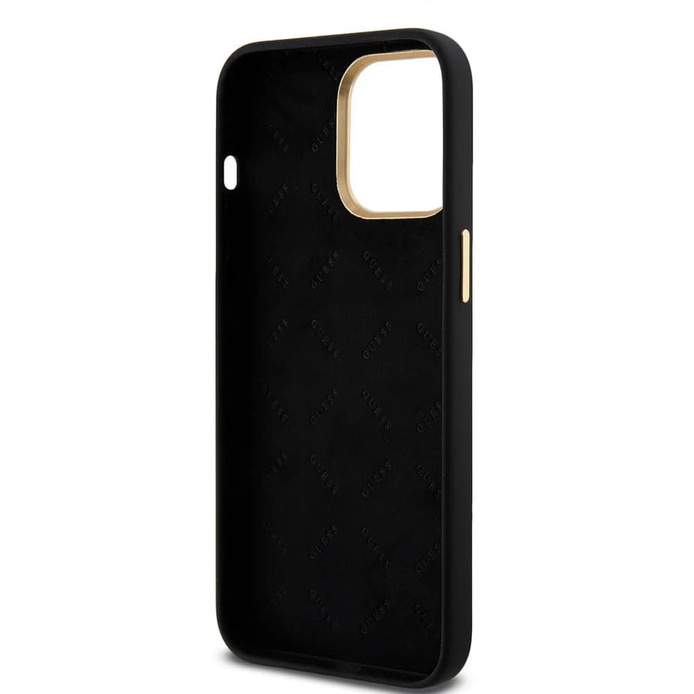 Pouzdro pro Apple iPhone 15 Pro Max, Guess, Script Metal Logo & Frame, Černá