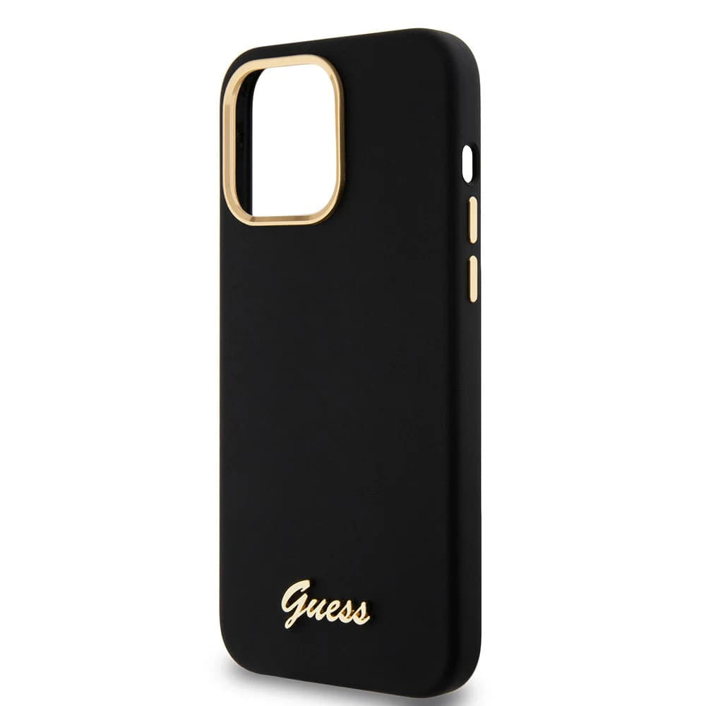 Pouzdro pro Apple iPhone 15 Pro Max, Guess, Script Metal Logo & Frame, Černá