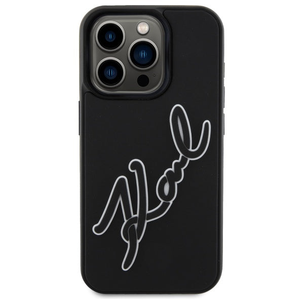 Pouzdro pro Apple iPhone 15 Pro Max, Karl Lagerfeld, 3D Rubber Signature, Černá