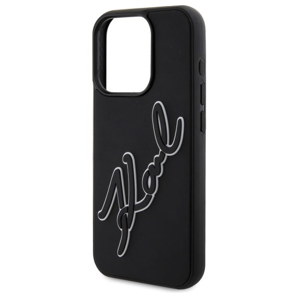Pouzdro pro Apple iPhone 15 Pro Max, Karl Lagerfeld, 3D Rubber Signature, Černá