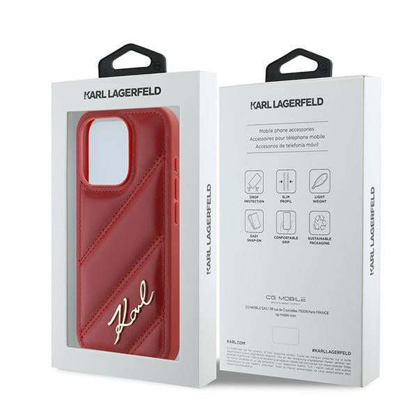 Pouzdro pro Apple iPhone 15 Pro Max, Karl Lagerfeld, Diagonal Quilted Script, Rosie