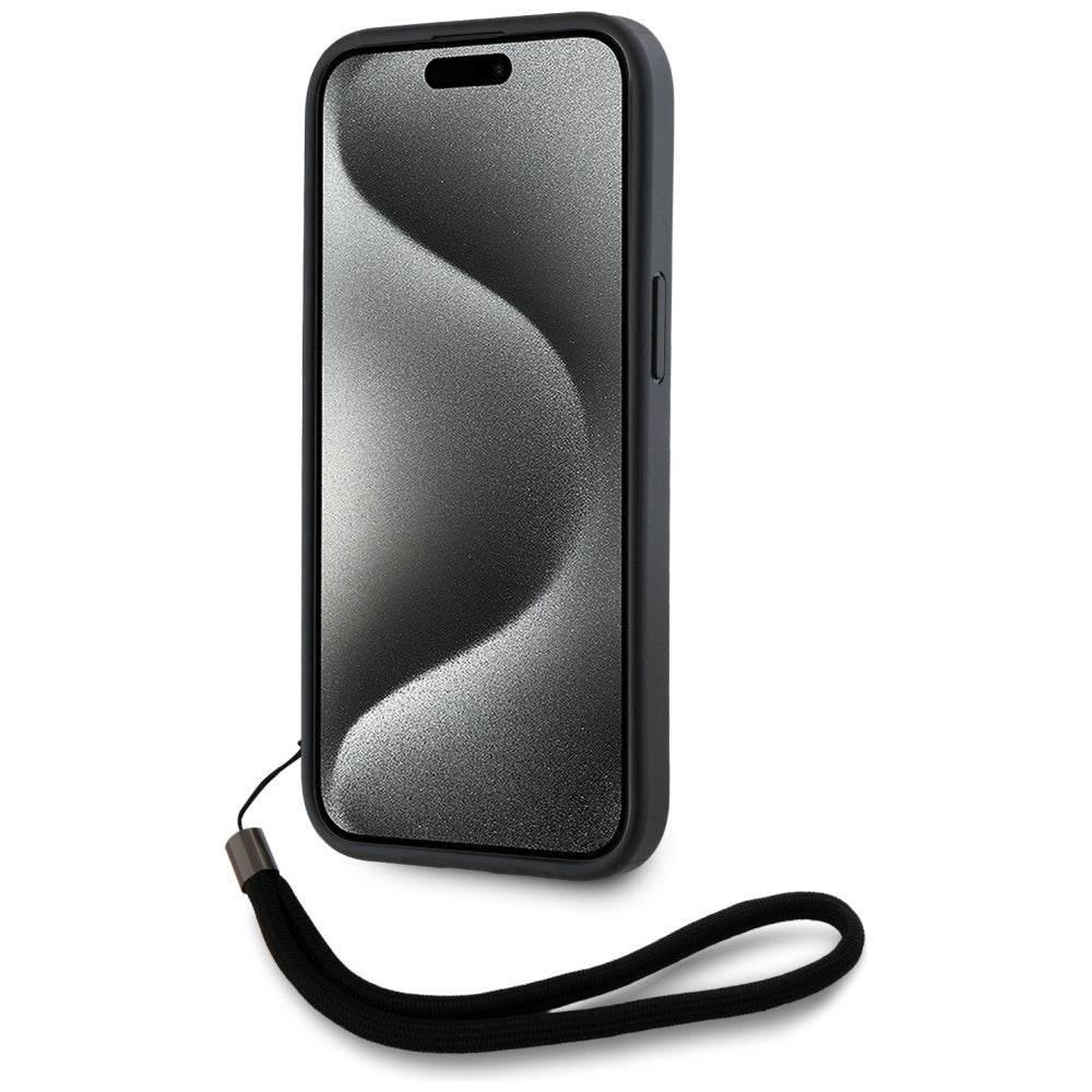 Pouzdro pro Apple iPhone 15 Pro Max, Karl Lagerfeld, Saffiano Athleisure Stripes with Strap, Rosie