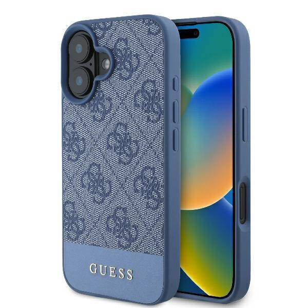 Pouzdro pro Apple iPhone 16, Guess, 4G Bottom Stripe, Modrá