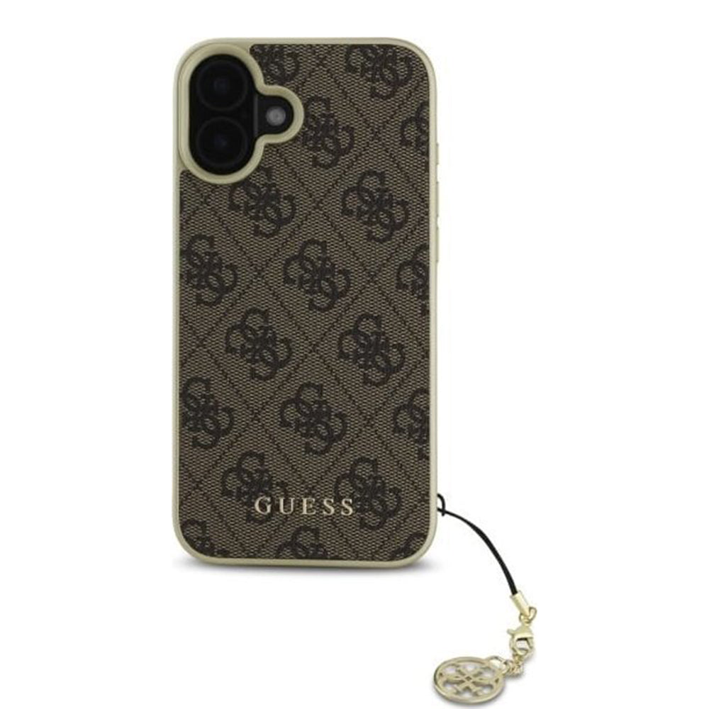 Pouzdro pro Apple iPhone 16, Guess, 4G Charm, Hnědá