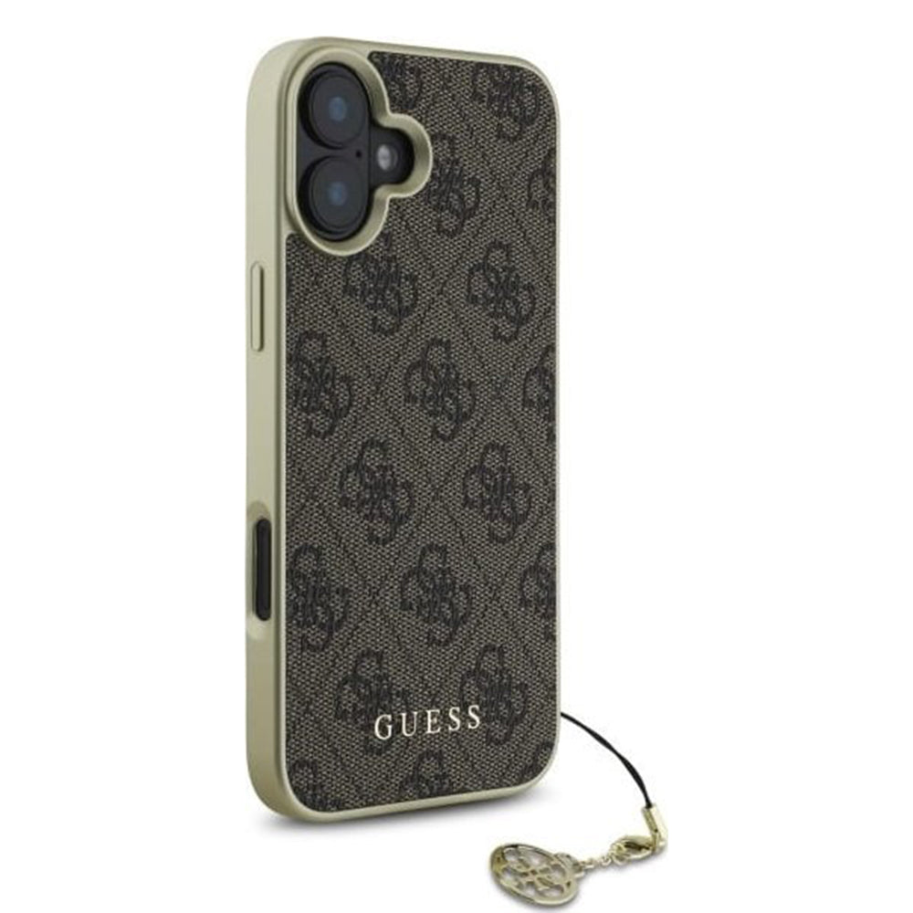 Pouzdro pro Apple iPhone 16, Guess, 4G Charm, Hnědá