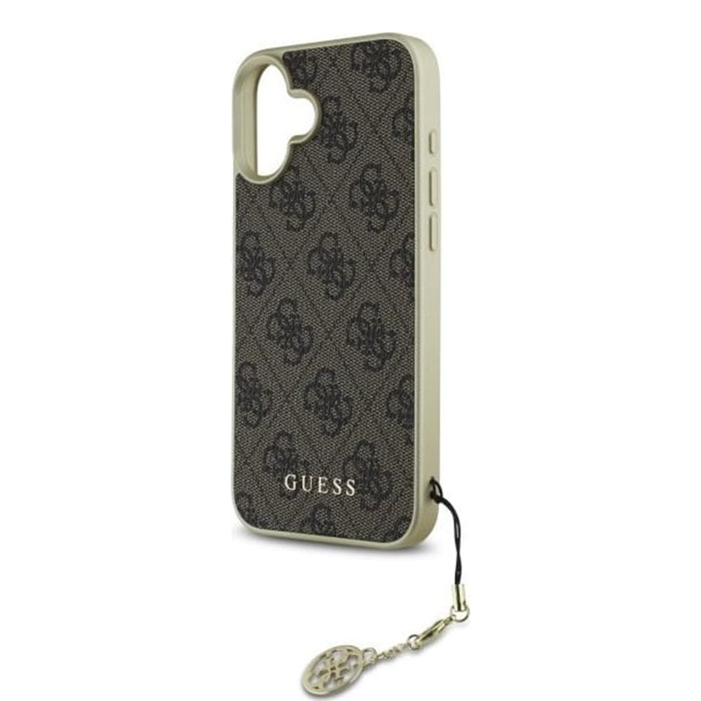 Pouzdro pro Apple iPhone 16, Guess, 4G Charm, Hnědá