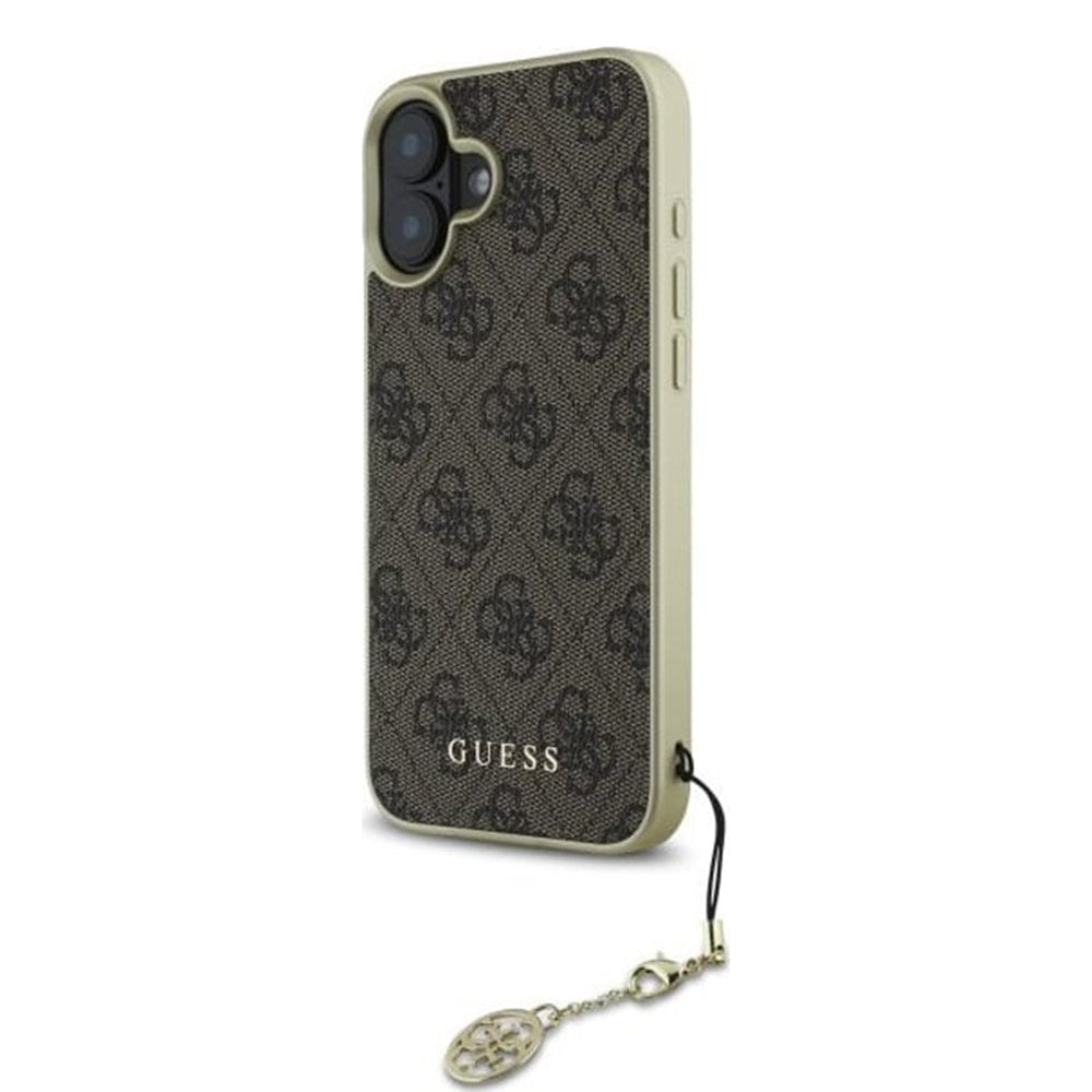 Pouzdro pro Apple iPhone 16, Guess, 4G Charm, Hnědá
