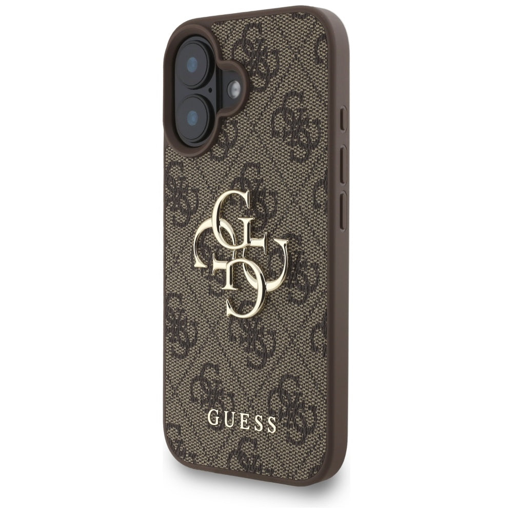 Pouzdro pro Apple iPhone 16, Guess, 4G Classic Logo with Strap, hnědá
