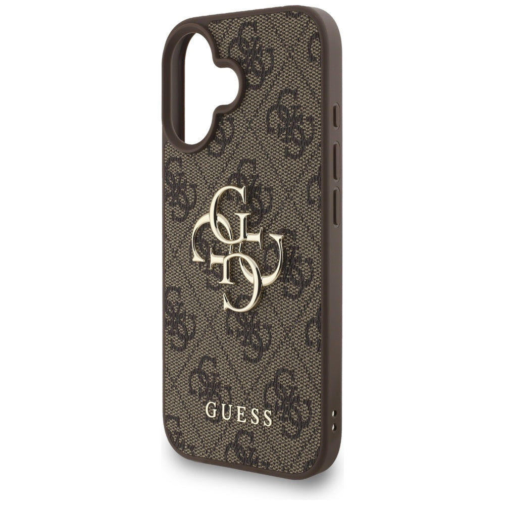 Pouzdro pro Apple iPhone 16, Guess, 4G Classic Logo with Strap, hnědá