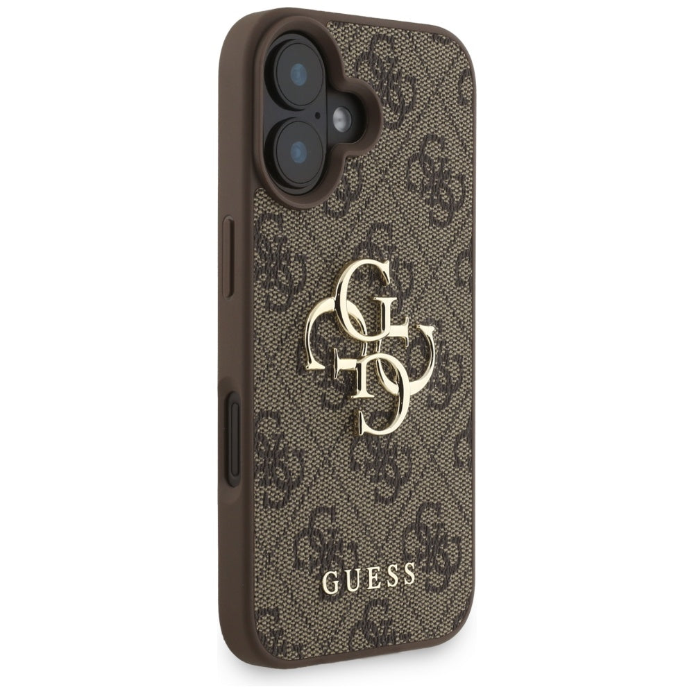 Pouzdro pro Apple iPhone 16, Guess, 4G Classic Logo with Strap, hnědá