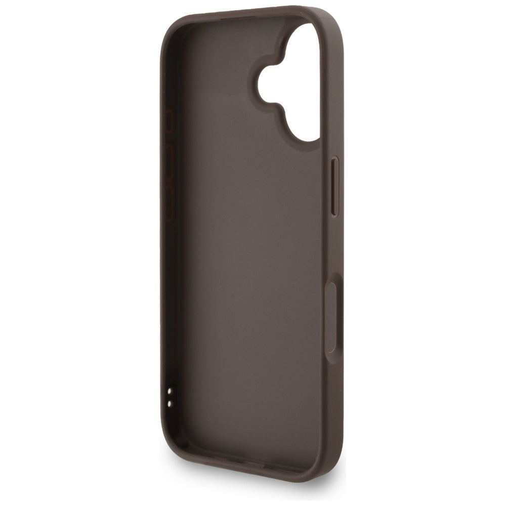 Pouzdro pro Apple iPhone 16, Guess, 4G Classic Logo with Strap, hnědá
