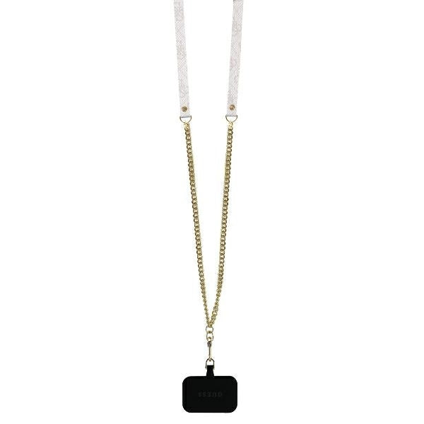 Pouzdro pro Apple iPhone 16, Guess, Crossbody 4G Triangle Strass, Modrá