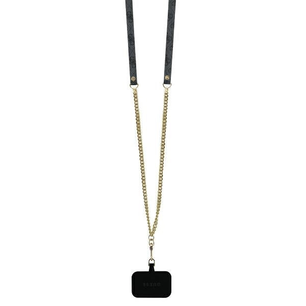 Pouzdro pro Apple iPhone 16, Guess, Crossbody 4G Triangle Strass, Černá