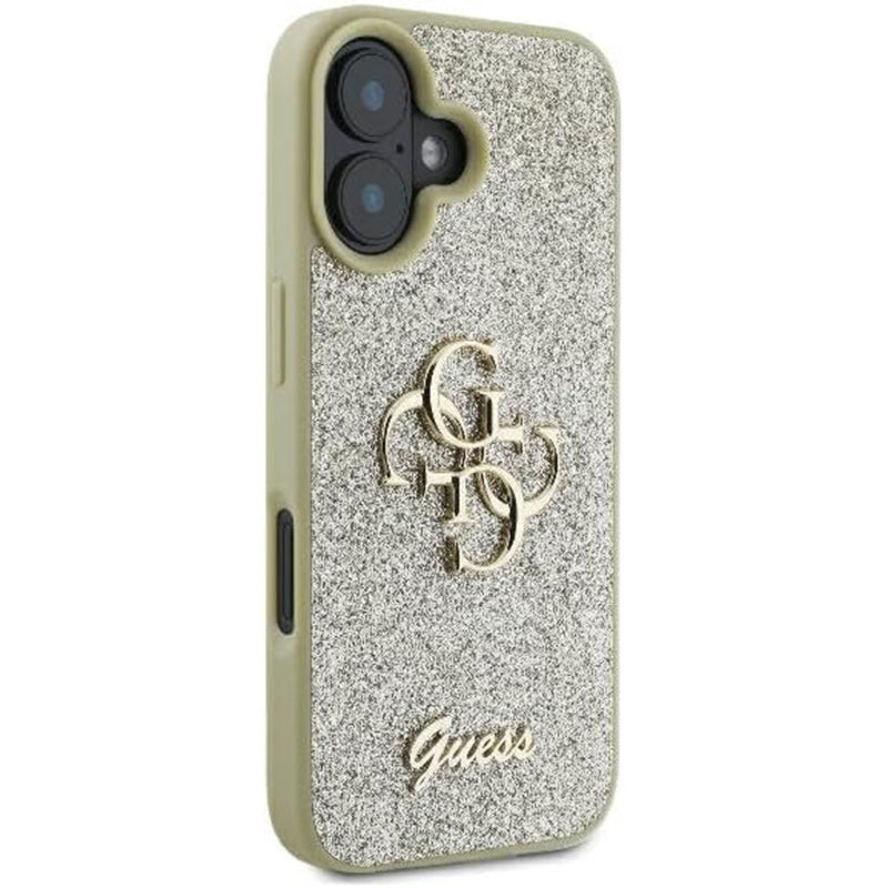 Pouzdro pro Apple iPhone 16, Guess, Fixed Glitter Big 4G, Zlaté