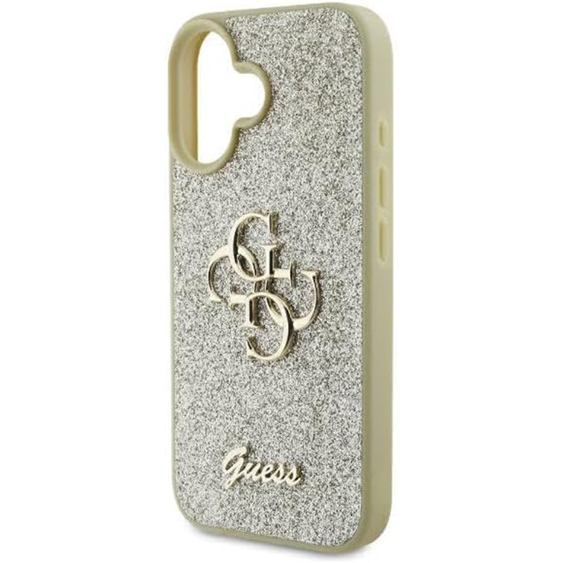 Pouzdro pro Apple iPhone 16, Guess, Fixed Glitter Big 4G, Zlaté