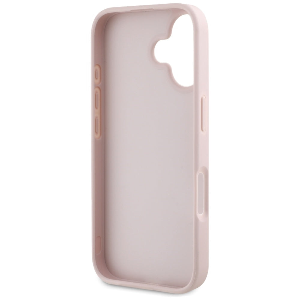 Pouzdro pro Apple iPhone 16, Guess, Grained Big 4G Logo Small Classic Logo, Růžové