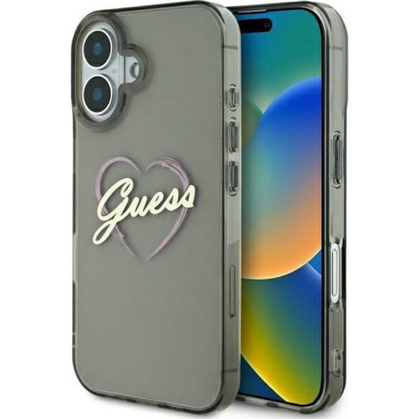 Pouzdro pro Apple iPhone 16, Guess, IML Heart, Černá
