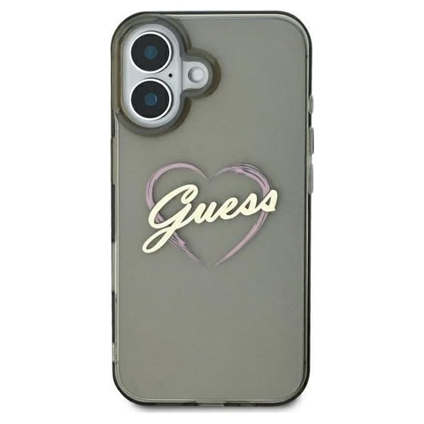 Pouzdro pro Apple iPhone 16, Guess, IML Heart, Černá