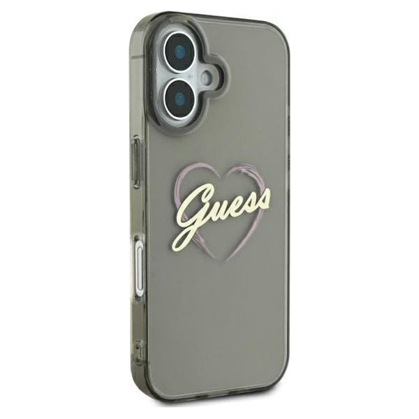 Pouzdro pro Apple iPhone 16, Guess, IML Heart, Černá
