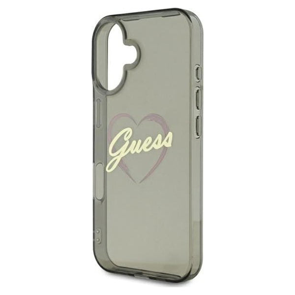 Pouzdro pro Apple iPhone 16, Guess, IML Heart, Černá